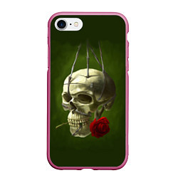 Чехол iPhone 7/8 матовый Череп и роза