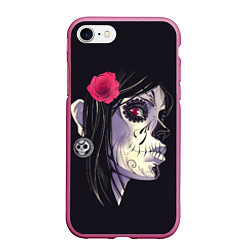 Чехол iPhone 7/8 матовый Dia de Muertos, цвет: 3D-малиновый