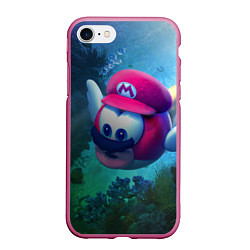 Чехол iPhone 7/8 матовый Super Mario Марио, цвет: 3D-малиновый