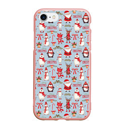 Чехол iPhone 7/8 матовый Рождественская Милота, цвет: 3D-светло-розовый