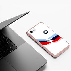 Чехол iPhone 7/8 матовый BMW БМВ WHITE, цвет: 3D-светло-розовый — фото 2