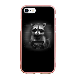 Чехол iPhone 7/8 матовый Енот преступник, цвет: 3D-светло-розовый