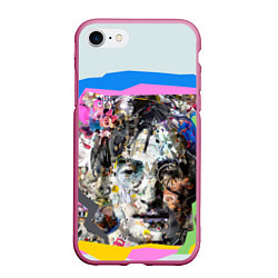 Чехол iPhone 7/8 матовый John Lennon: Abstraction, цвет: 3D-малиновый