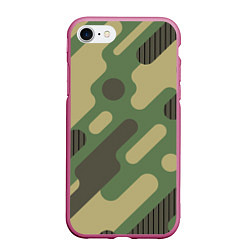 Чехол iPhone 7/8 матовый Камуфляж: паттерн/хаки, цвет: 3D-малиновый