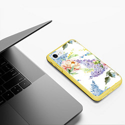 Чехол iPhone 7/8 матовый Сирень и Пионы, цвет: 3D-желтый — фото 2