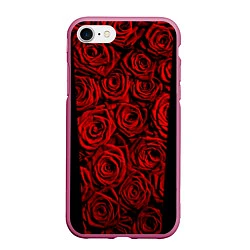 Чехол iPhone 7/8 матовый Унисекс / Красные розы, цвет: 3D-малиновый