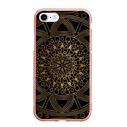 Чехол iPhone 7/8 матовый Золотая мандала, цвет: 3D-светло-розовый