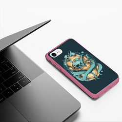 Чехол iPhone 7/8 матовый Осьминог в акваланге, цвет: 3D-малиновый — фото 2