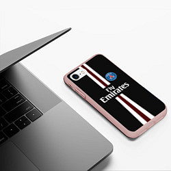 Чехол iPhone 7/8 матовый PSG FC: Black 2018, цвет: 3D-светло-розовый — фото 2