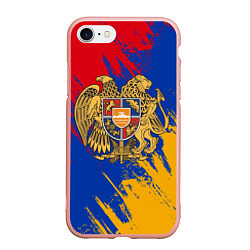 Чехол iPhone 7/8 матовый Герб и флаг Армении, цвет: 3D-светло-розовый
