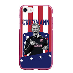 Чехол iPhone 7/8 матовый Griezmann: Atletico Star, цвет: 3D-малиновый