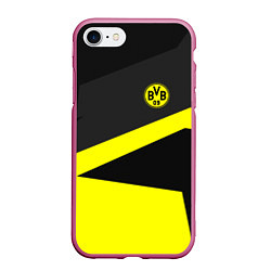 Чехол iPhone 7/8 матовый FC Borussia: Sport Geometry, цвет: 3D-малиновый