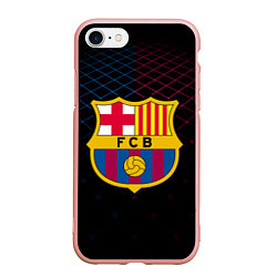 Чехол iPhone 7/8 матовый FC Barcelona Lines, цвет: 3D-светло-розовый