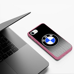 Чехол iPhone 7/8 матовый BMW 2018 Black and White IV, цвет: 3D-малиновый — фото 2