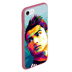 Чехол iPhone 7/8 матовый Cristiano Ronaldo Art, цвет: 3D-малиновый — фото 2