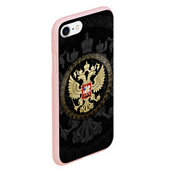 Чехол iPhone 7/8 матовый Золотой Герб России, цвет: 3D-светло-розовый — фото 2