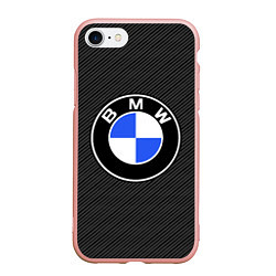 Чехол iPhone 7/8 матовый BMW CARBON БМВ КАРБОН, цвет: 3D-светло-розовый