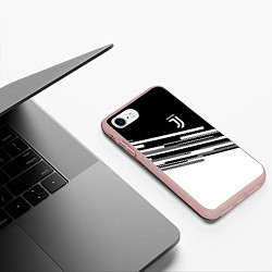 Чехол iPhone 7/8 матовый FC Juventus: B&W Line, цвет: 3D-светло-розовый — фото 2