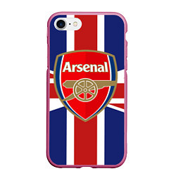 Чехол iPhone 7/8 матовый FC Arsenal: England, цвет: 3D-малиновый