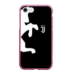 Чехол iPhone 7/8 матовый FC Juventus Bull, цвет: 3D-малиновый