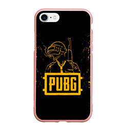 Чехол iPhone 7/8 матовый PUBG: Black Soldier, цвет: 3D-светло-розовый