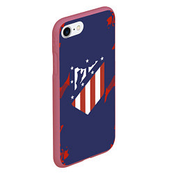 Чехол iPhone 7/8 матовый FC Atletico Madrid: Blue & Red, цвет: 3D-малиновый — фото 2