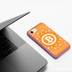 Чехол iPhone 7/8 матовый Bitcoin Mandala, цвет: 3D-малиновый — фото 2