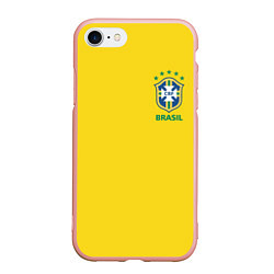 Чехол iPhone 7/8 матовый Сборная Бразилии, цвет: 3D-светло-розовый