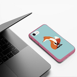 Чехол iPhone 7/8 матовый Minimal Fox, цвет: 3D-малиновый — фото 2