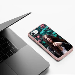 Чехол iPhone 7/8 матовый Dua Lipa: Floral, цвет: 3D-светло-розовый — фото 2