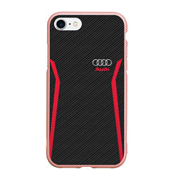 Чехол iPhone 7/8 матовый Audi: Black Carbon, цвет: 3D-светло-розовый