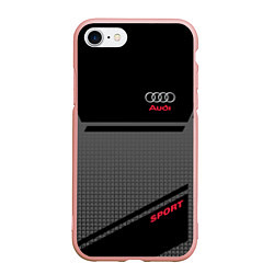 Чехол iPhone 7/8 матовый Audi: Crey & Black, цвет: 3D-светло-розовый