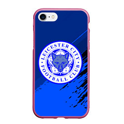 Чехол iPhone 7/8 матовый FC Leicester: Abstract style, цвет: 3D-малиновый