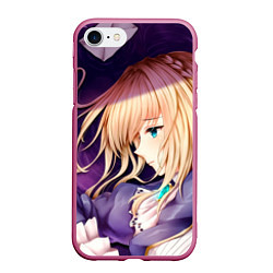 Чехол iPhone 7/8 матовый Violet Evergarden, цвет: 3D-малиновый