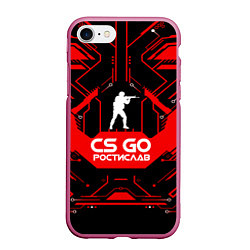 Чехол iPhone 7/8 матовый CS:GO Ростислав, цвет: 3D-малиновый