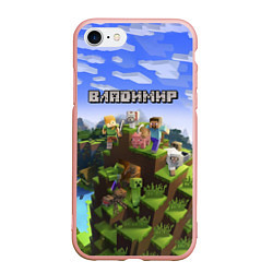 Чехол iPhone 7/8 матовый Майнкрафт: Владимир, цвет: 3D-светло-розовый