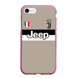 Чехол iPhone 7/8 матовый FC Juventus: Away 18/19, цвет: 3D-малиновый