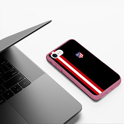 Чехол iPhone 7/8 матовый FC Atletico Madrid: Red Line, цвет: 3D-малиновый — фото 2