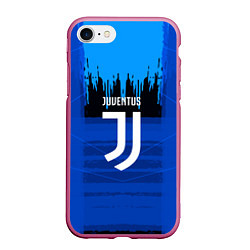 Чехол iPhone 7/8 матовый FC Juventus: Blue Abstract, цвет: 3D-малиновый