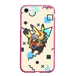 Чехол iPhone 7/8 матовый Pikachu Geometry, цвет: 3D-малиновый