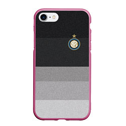 Чехол iPhone 7/8 матовый ФК Интер: Серый стиль, цвет: 3D-малиновый