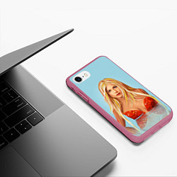 Чехол iPhone 7/8 матовый Дженнифер Энистон, цвет: 3D-малиновый — фото 2