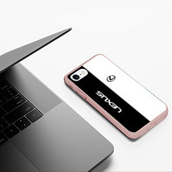 Чехол iPhone 7/8 матовый Lexus: Black & White, цвет: 3D-светло-розовый — фото 2