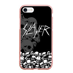 Чехол iPhone 7/8 матовый Slayer: Dark Skulls, цвет: 3D-светло-розовый