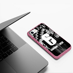 Чехол iPhone 7/8 матовый R6S: Black Glitch, цвет: 3D-малиновый — фото 2