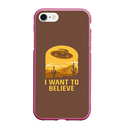 Чехол iPhone 7/8 матовый I want to believe, цвет: 3D-малиновый