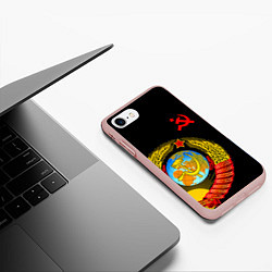 Чехол iPhone 7/8 матовый Герб СССР, цвет: 3D-светло-розовый — фото 2