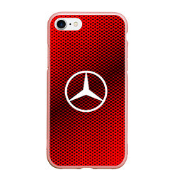 Чехол iPhone 7/8 матовый Mercedes: Red Carbon, цвет: 3D-светло-розовый