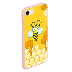 Чехол iPhone 7/8 матовый Веселая пчелка, цвет: 3D-светло-розовый — фото 2
