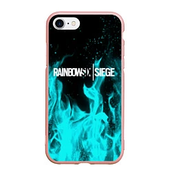 Чехол iPhone 7/8 матовый R6S: Turquoise Flame, цвет: 3D-светло-розовый